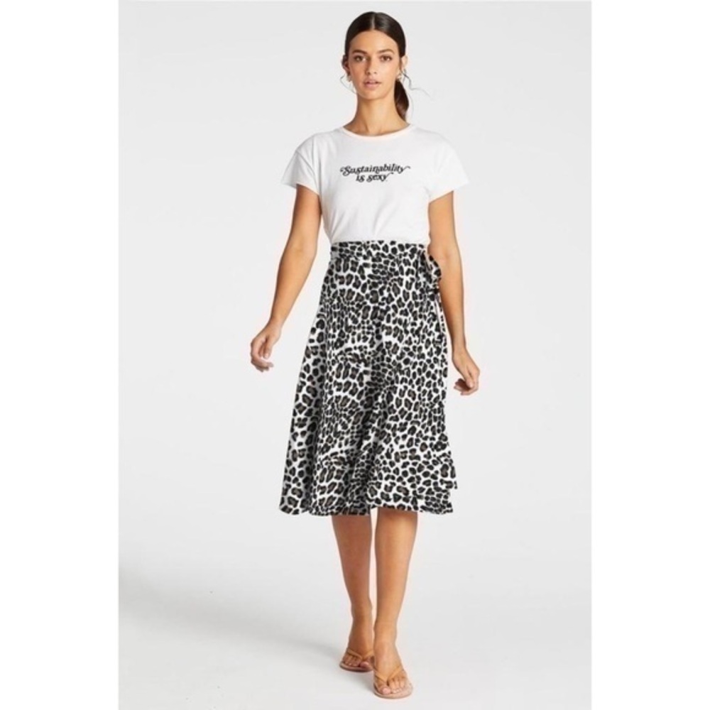 Vitamin A Lana Linen Wrap Skirt, Small, Animal Print